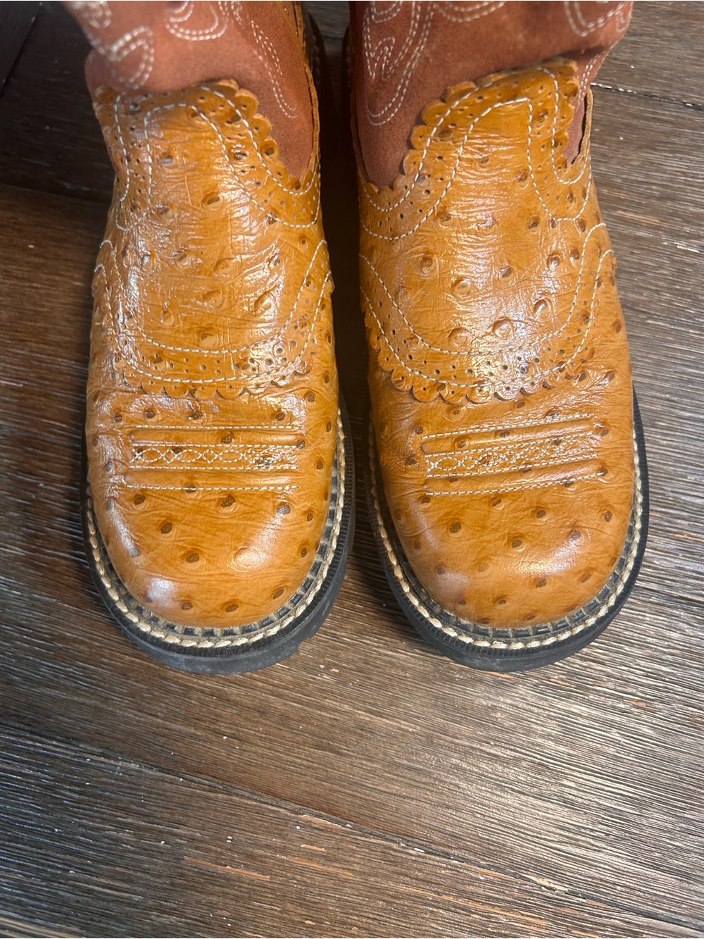 Ariat Fatbaby Ostrich Print sweater Boots size 7.5 - Picture 8 of 15